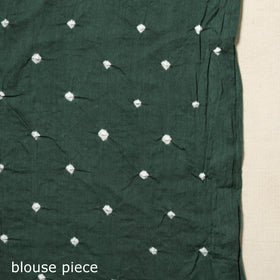 Green - kutch tie-dye cotton bandhani saree 33 - handcrafted