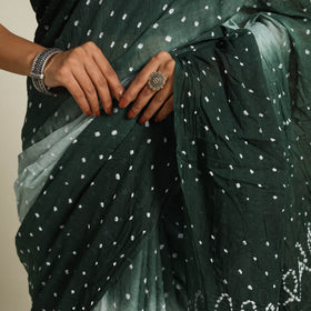 Green - kutch tie-dye cotton bandhani saree 33 - handcrafted