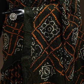 Green - kutch tie-dye cotton bandhani saree 48 - handcrafted