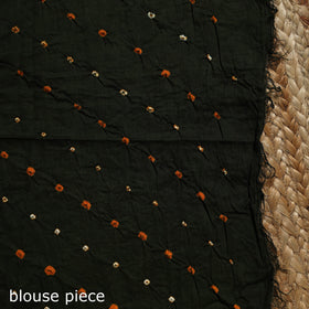 Green - kutch tie-dye cotton bandhani saree 48 - handcrafted