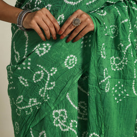 Green - kutch tie-dye cotton bandhani saree 56 - handcrafted