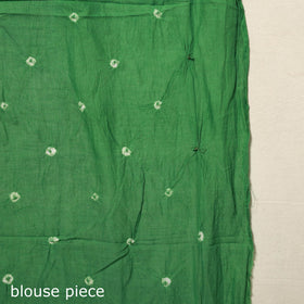 Green - kutch tie-dye cotton bandhani saree 56 - handcrafted