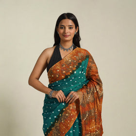 Green Kutch Tie-Dye Cotton Bandhani Saree