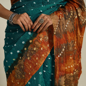 Green Kutch Tie-Dye Cotton Bandhani Saree