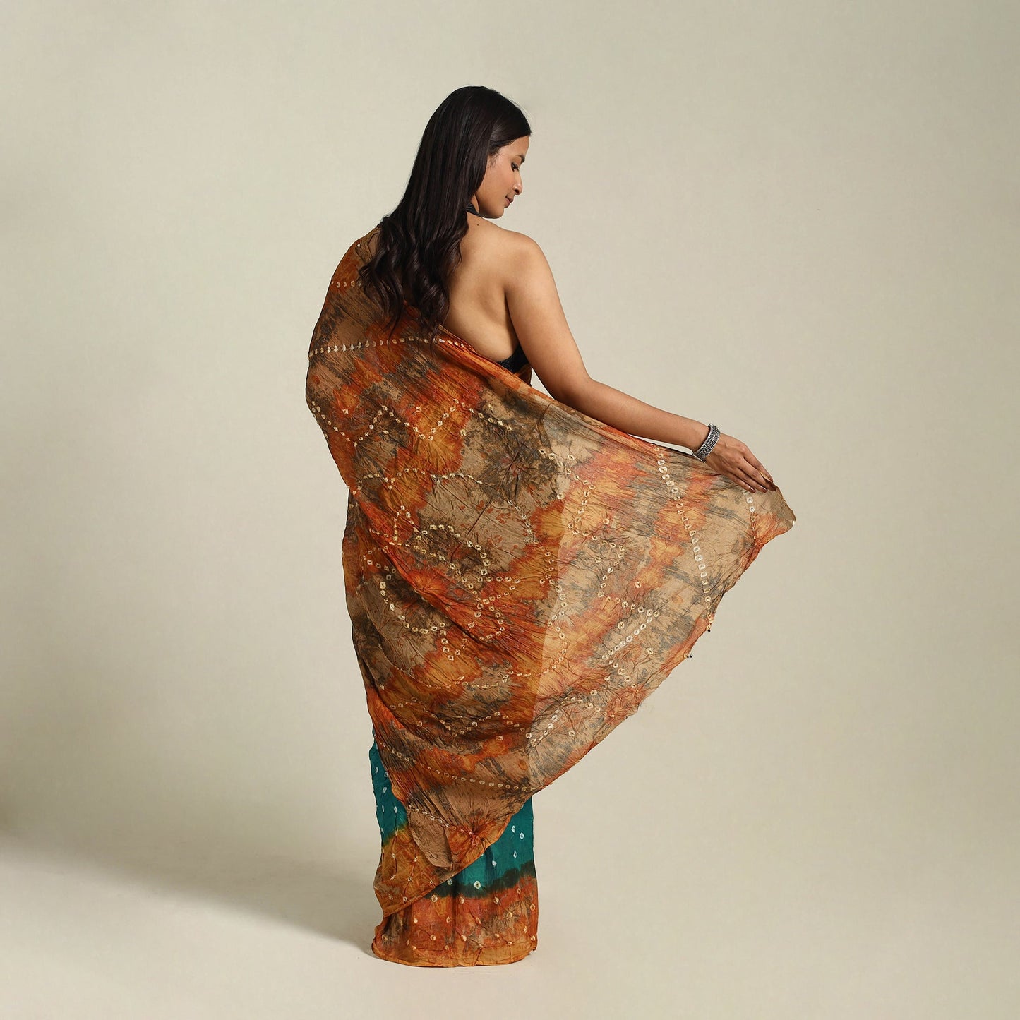 Green Kutch Tie-Dye Cotton Bandhani Saree