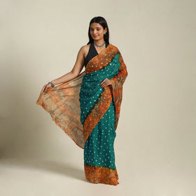 Green Kutch Tie-Dye Cotton Bandhani Saree