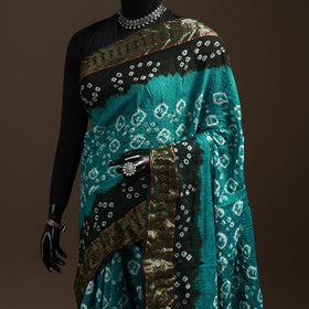 Green - kutch tie-dye cotton bandhani saree with blouse 03