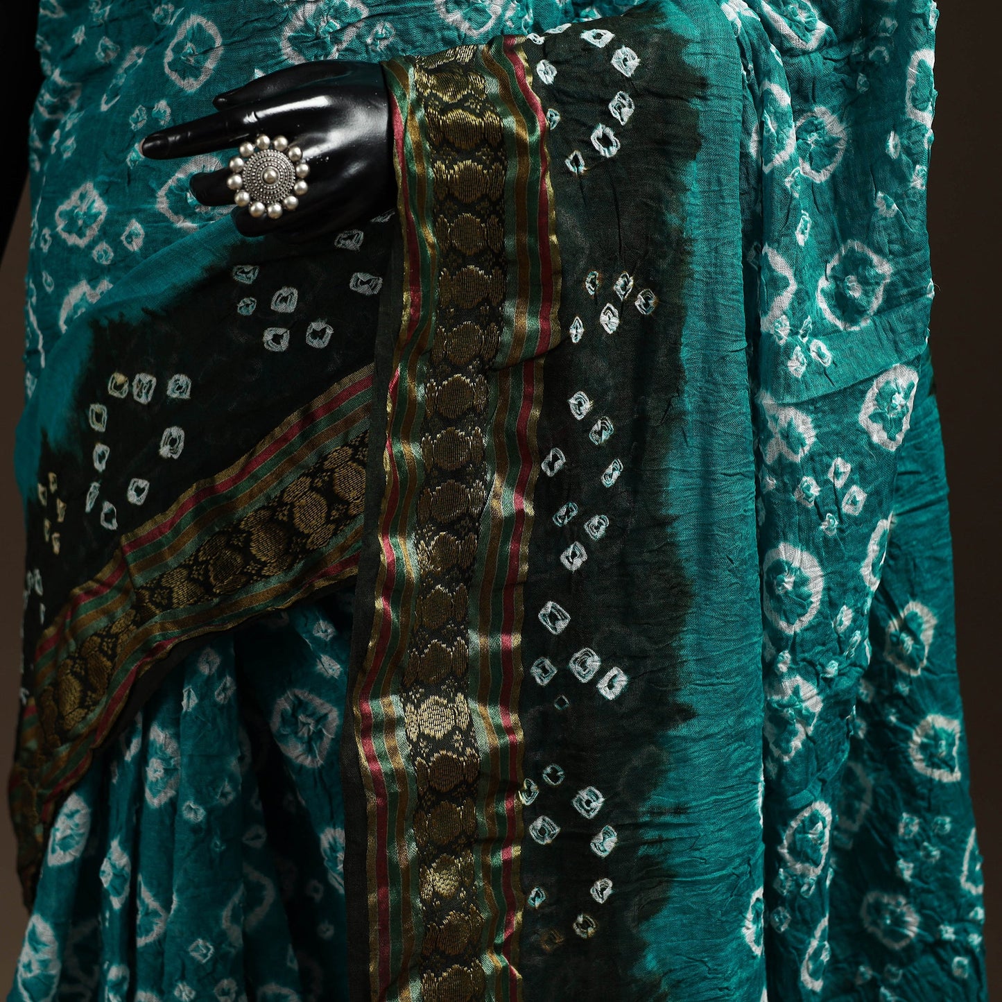 Green - kutch tie-dye cotton bandhani saree with blouse 03