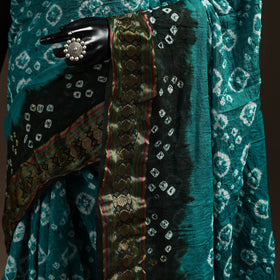 Green - kutch tie-dye cotton bandhani saree with blouse 03