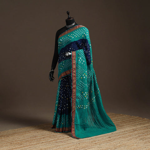 Kutch tie-dye cotton bandhani saree with blouse piece 02