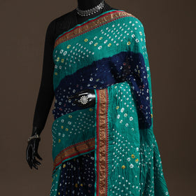 Kutch tie-dye cotton bandhani saree with blouse piece 02