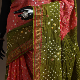 Kutch tie-dye cotton bandhani saree with blouse piece 08