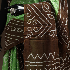 Green - kutch tie-dye cotton bandhani saree with blouse