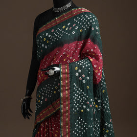 Kutch tie-dye cotton bandhani saree with blouse piece 09
