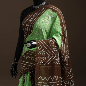 Green - kutch tie-dye cotton bandhani saree with blouse
