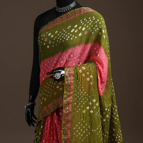 Kutch tie-dye cotton bandhani saree with blouse piece 10