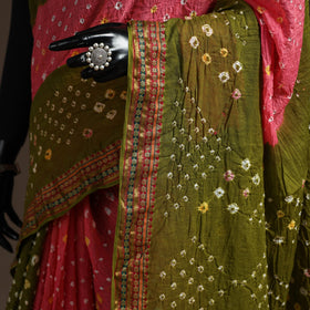 Kutch tie-dye cotton bandhani saree with blouse piece 10