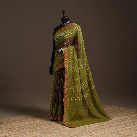 Kutch tie-dye cotton bandhani saree with blouse piece 12