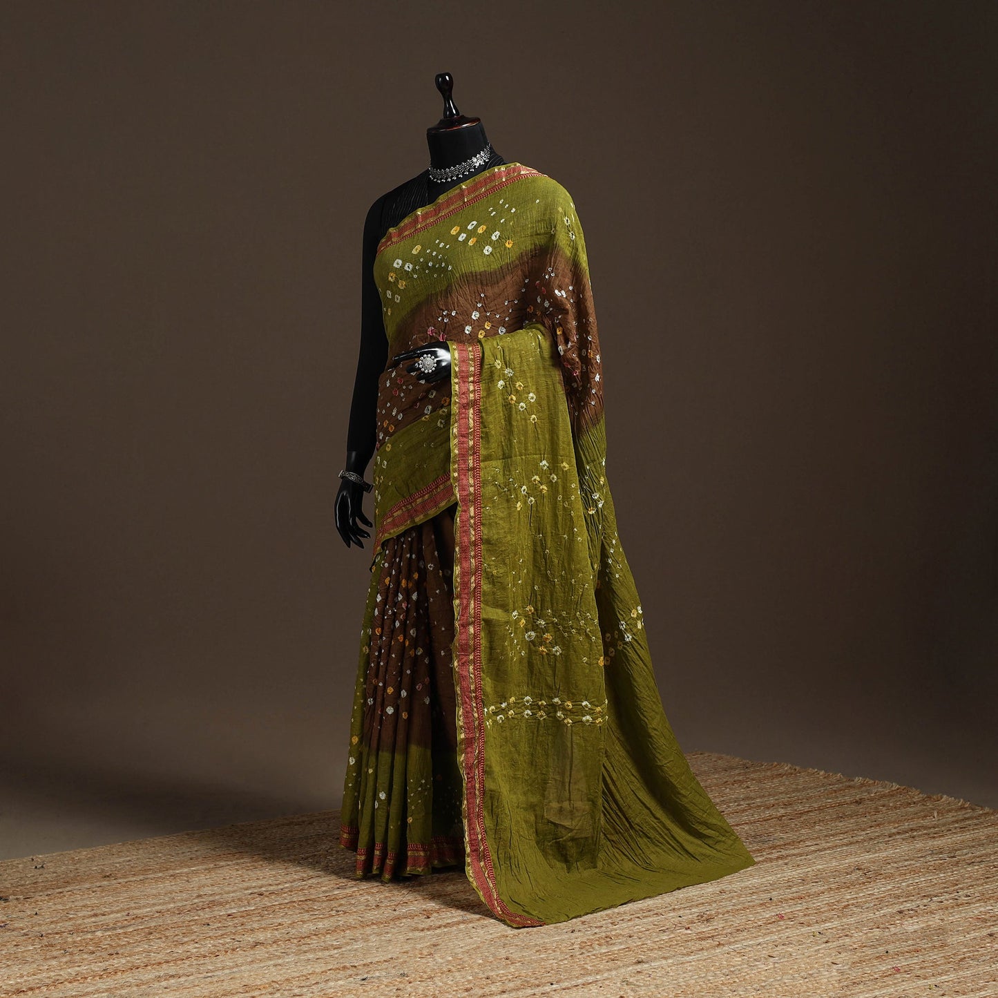 Kutch tie-dye cotton bandhani saree with blouse piece 14