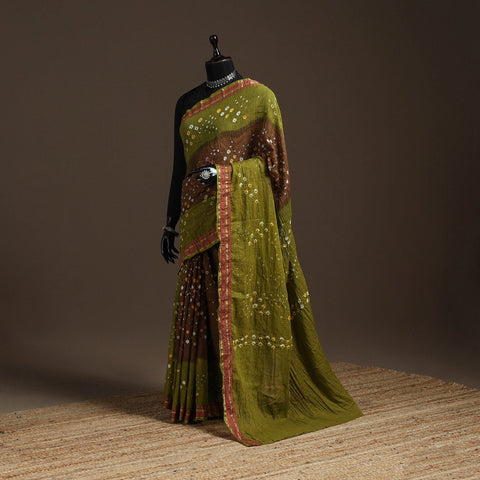 Kutch tie-dye cotton bandhani saree with blouse piece 14