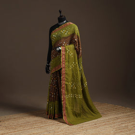 Kutch tie-dye cotton bandhani saree with blouse piece 14