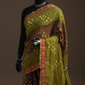 Kutch tie-dye cotton bandhani saree with blouse piece 14