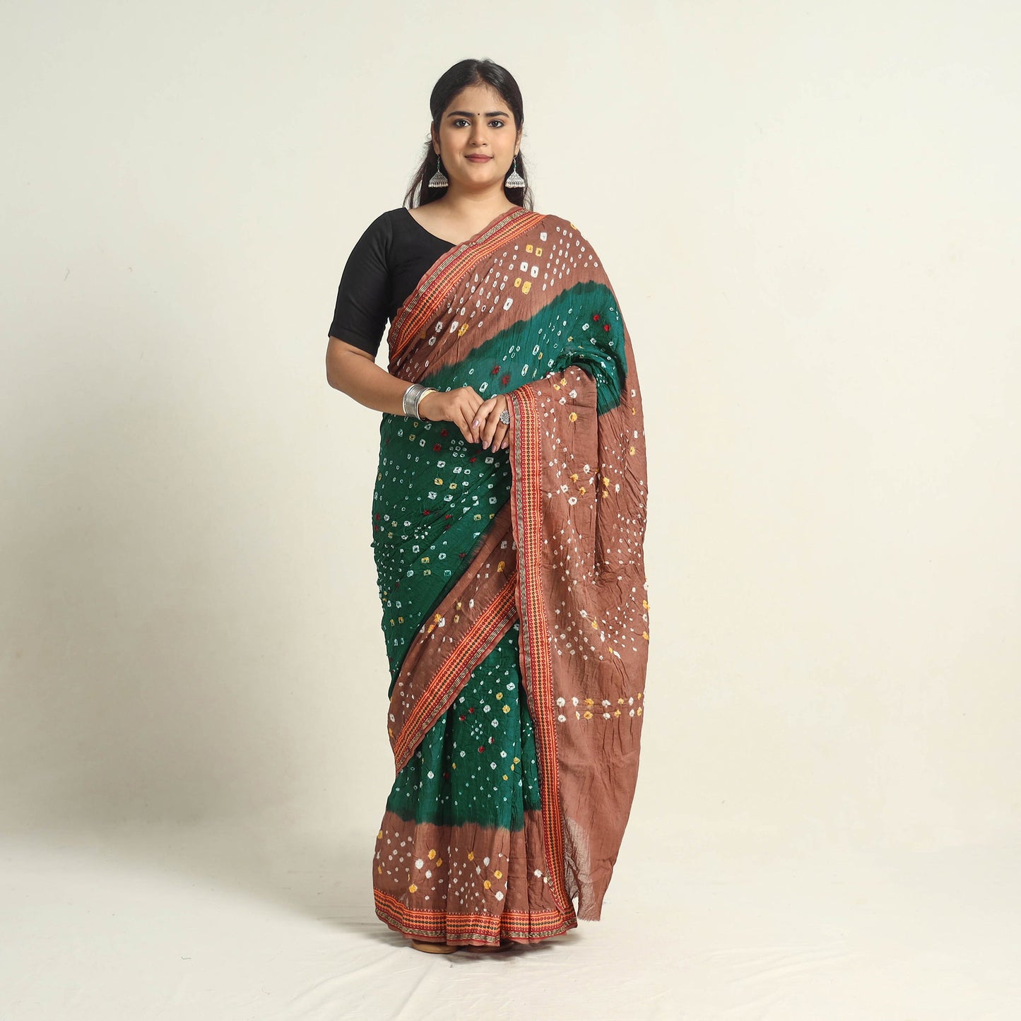 Green Kutch Tie-Dye Bandhani Saree 