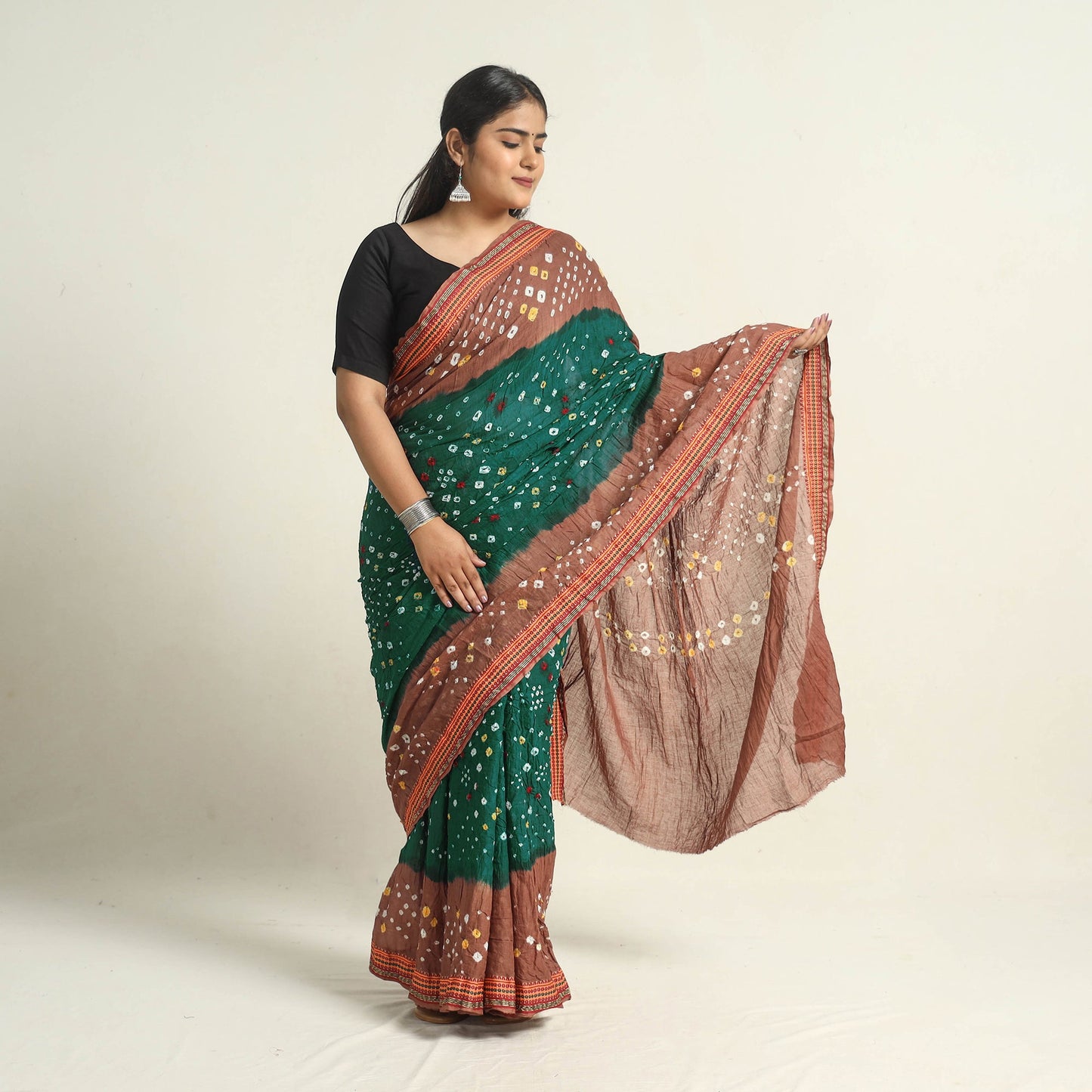 Green Kutch Tie-Dye Bandhani Saree 