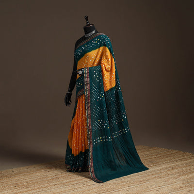 Kutch tie-dye cotton bandhani saree with blouse piece 25