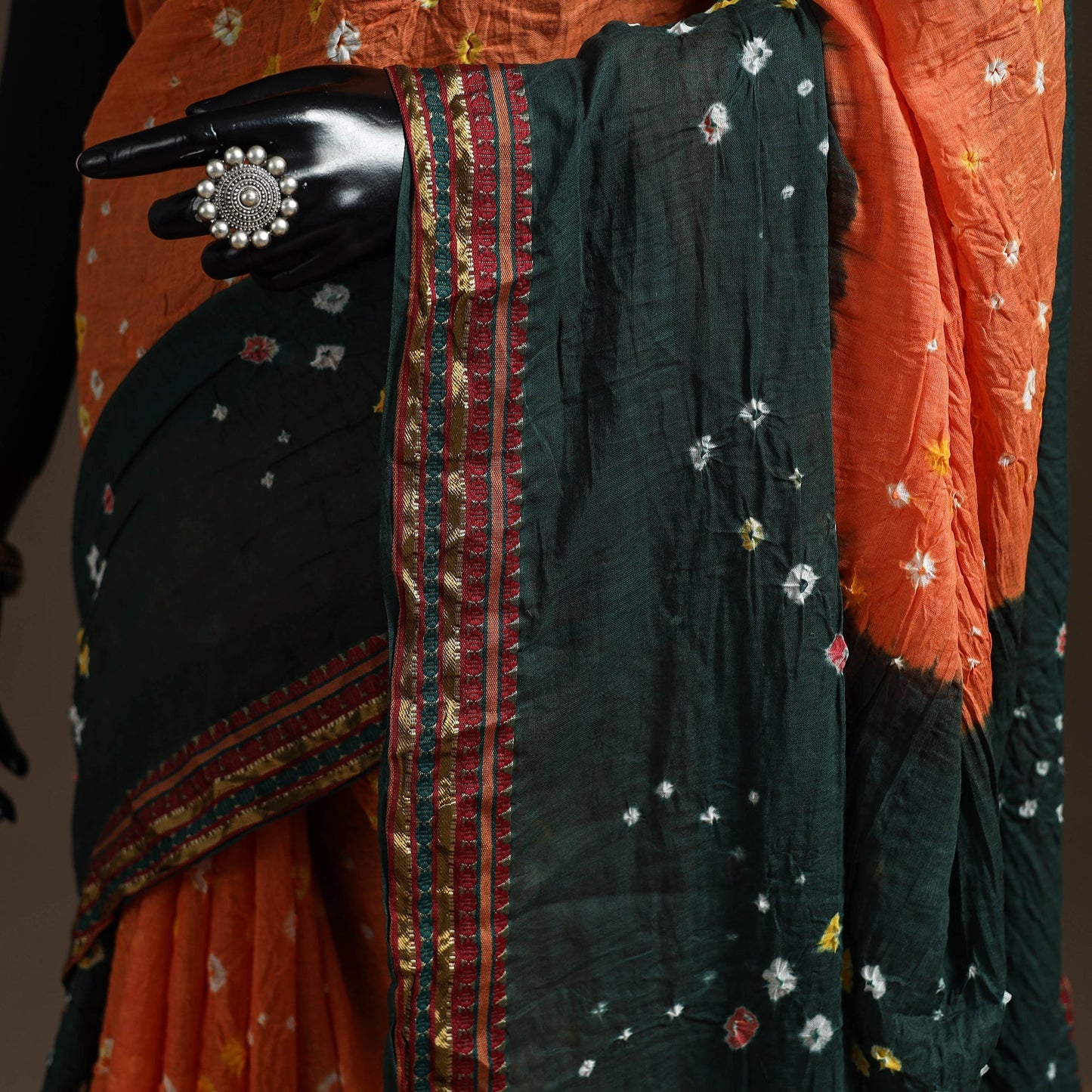 Kutch tie-dye cotton bandhani saree with blouse piece 26