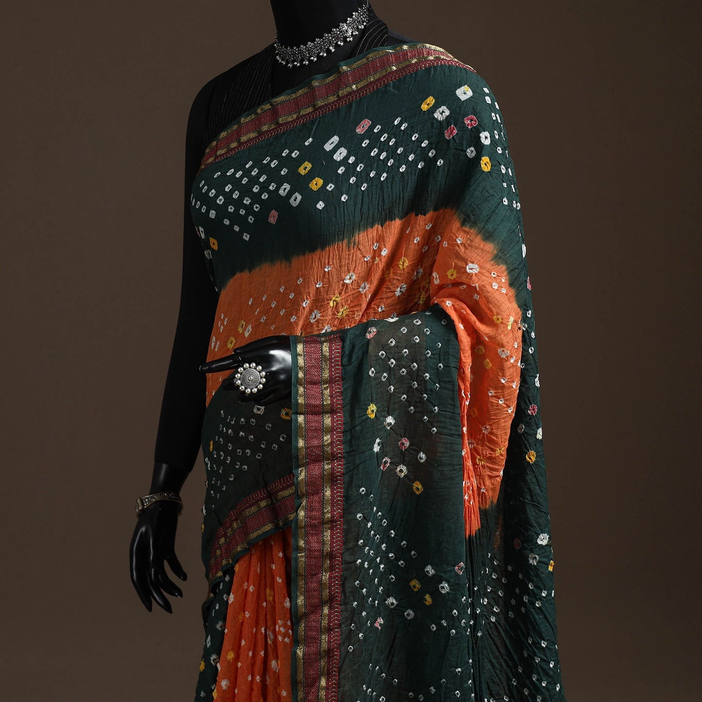 Kutch tie-dye cotton bandhani saree with blouse piece 27