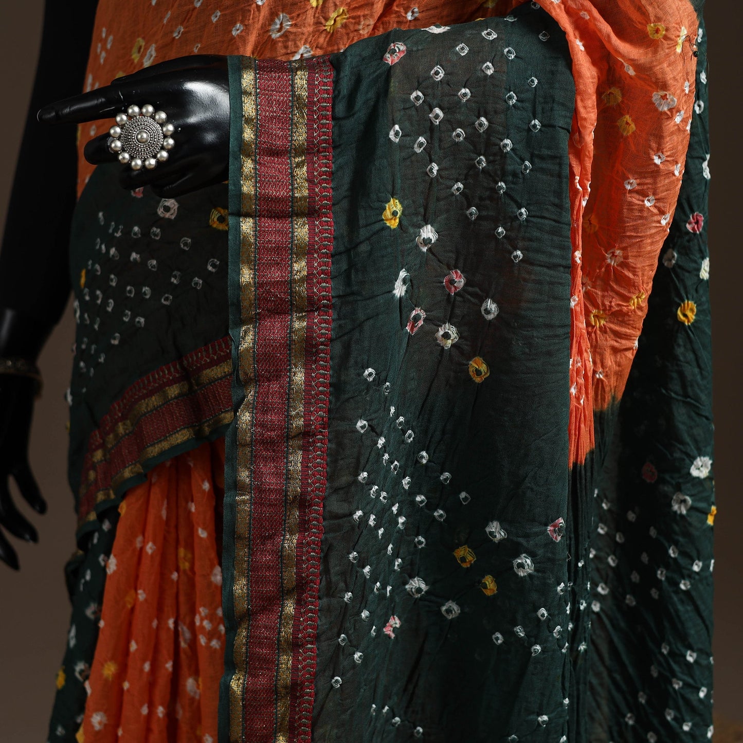 Kutch tie-dye cotton bandhani saree with blouse piece 27