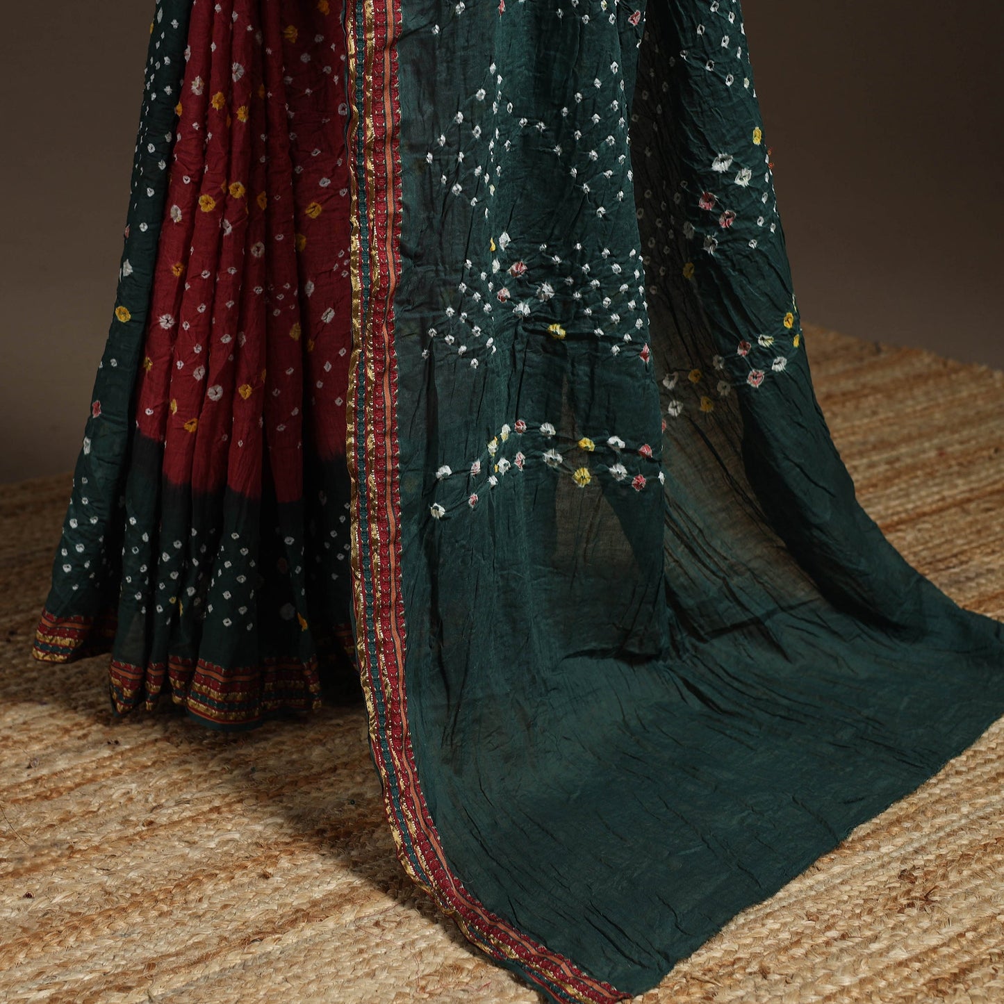 Kutch tie-dye cotton bandhani saree with blouse piece 29