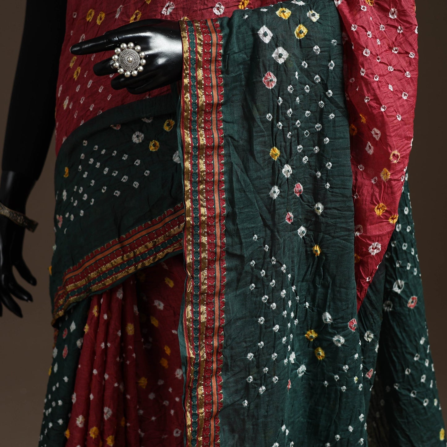 Kutch tie-dye cotton bandhani saree with blouse piece 29