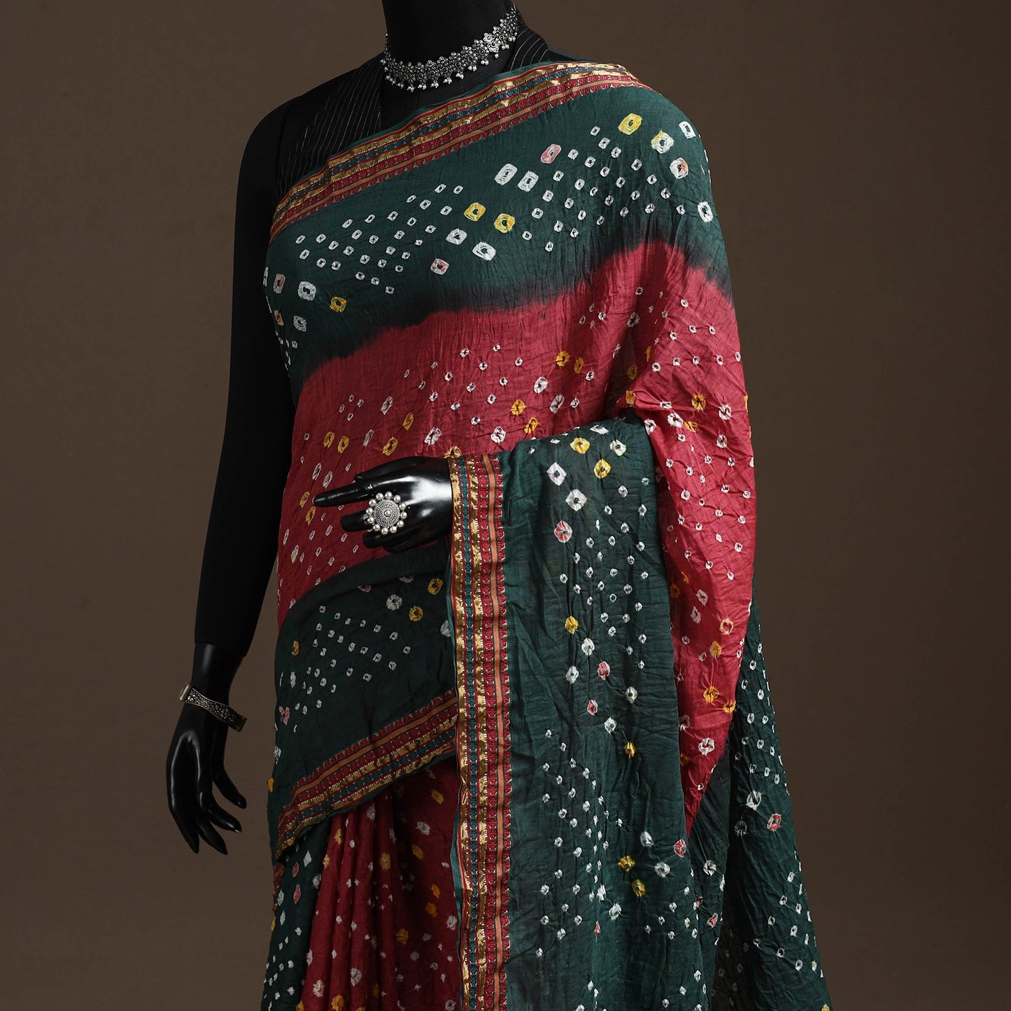 Kutch tie-dye cotton bandhani saree with blouse piece 29