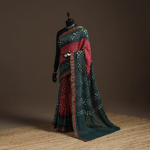 Kutch tie-dye cotton bandhani saree with blouse piece 29