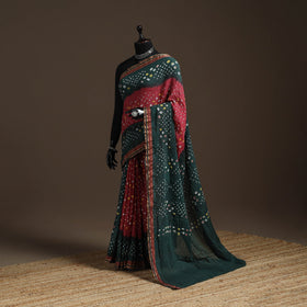 Kutch tie-dye cotton bandhani saree with blouse piece 29