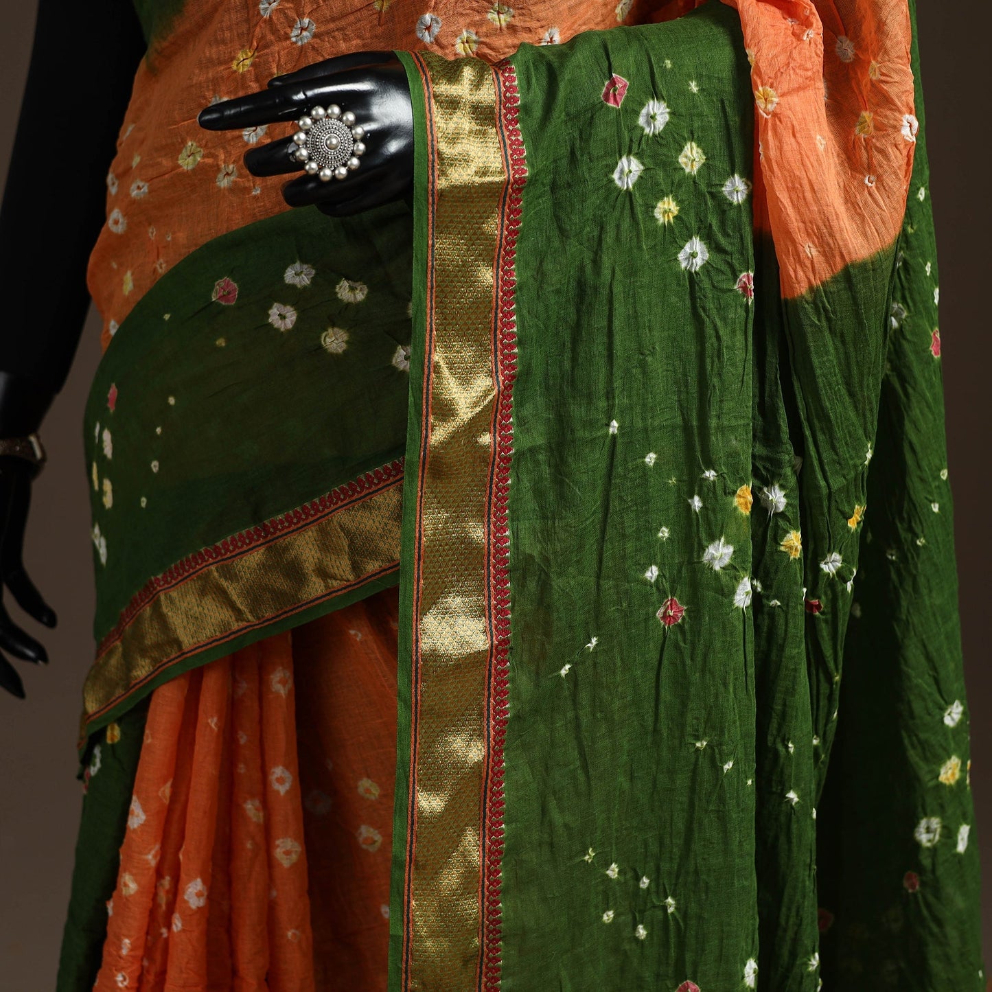 Kutch tie-dye cotton bandhani saree with blouse piece 37