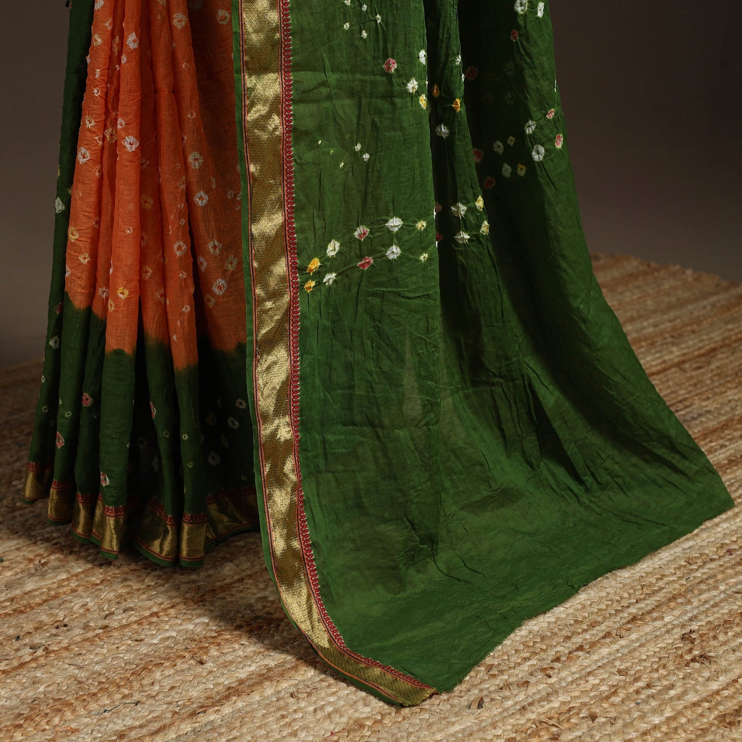 Kutch tie-dye cotton bandhani saree with blouse piece 37