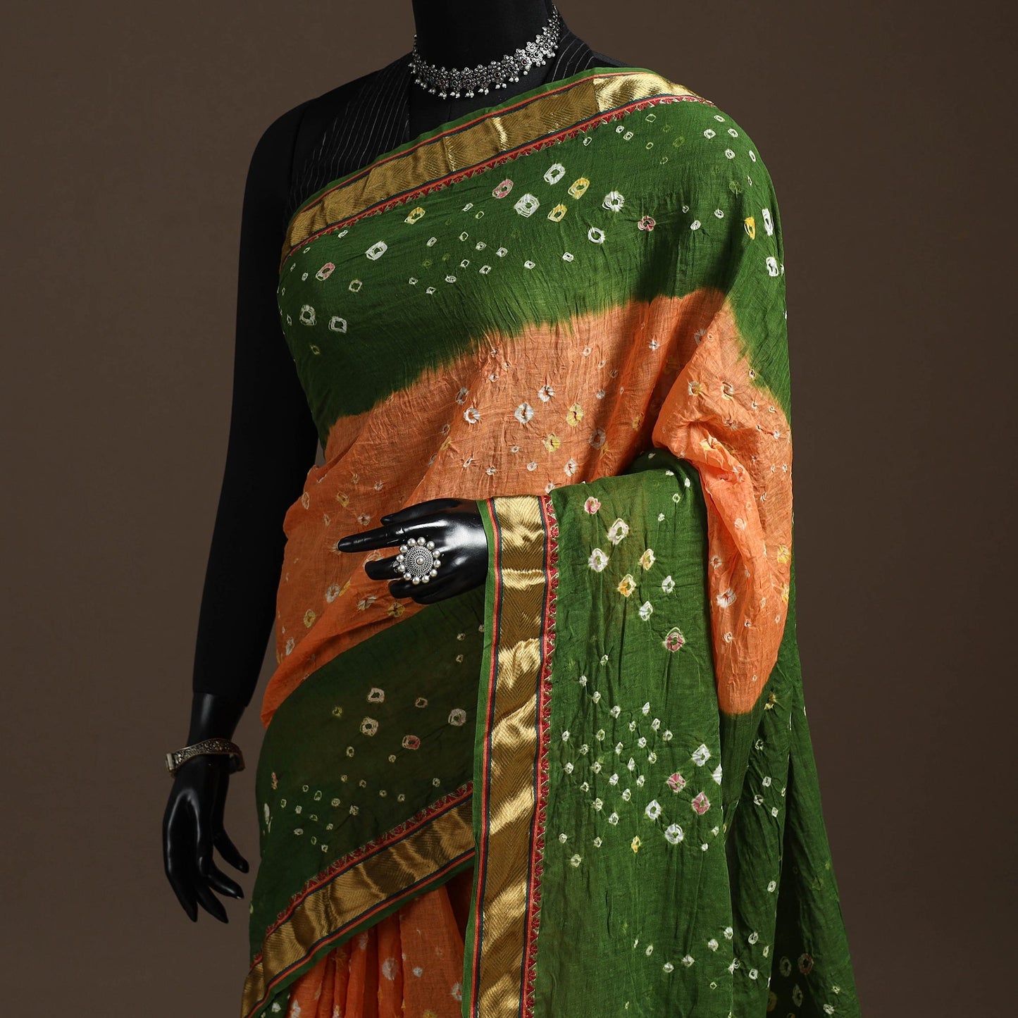 Kutch tie-dye cotton bandhani saree with blouse piece 39