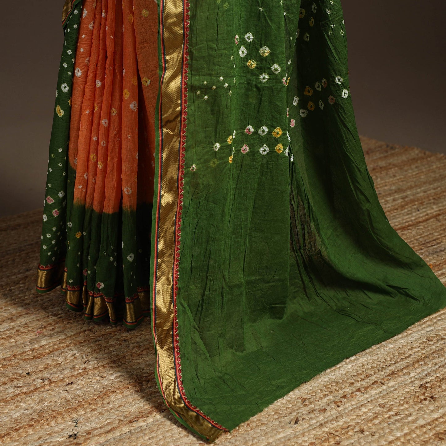 Kutch tie-dye cotton bandhani saree with blouse piece 39