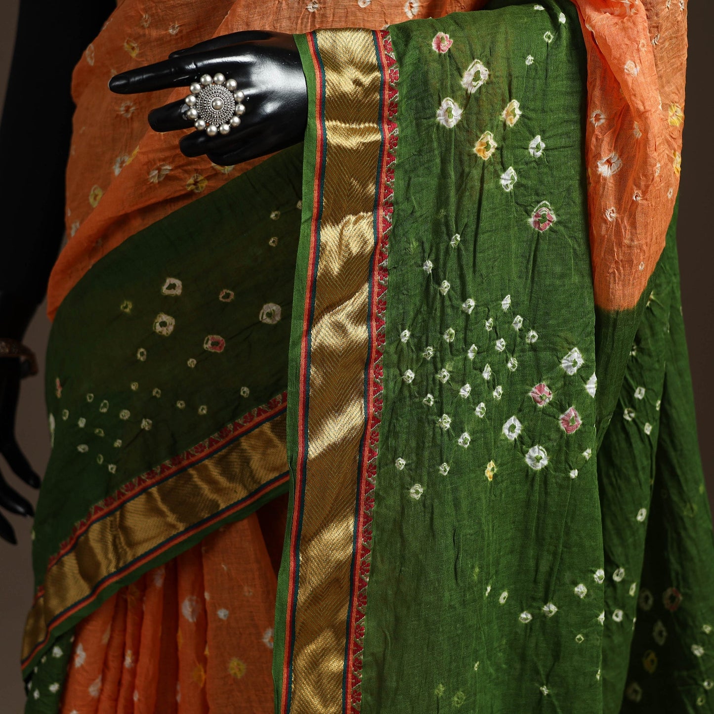 Kutch tie-dye cotton bandhani saree with blouse piece 39