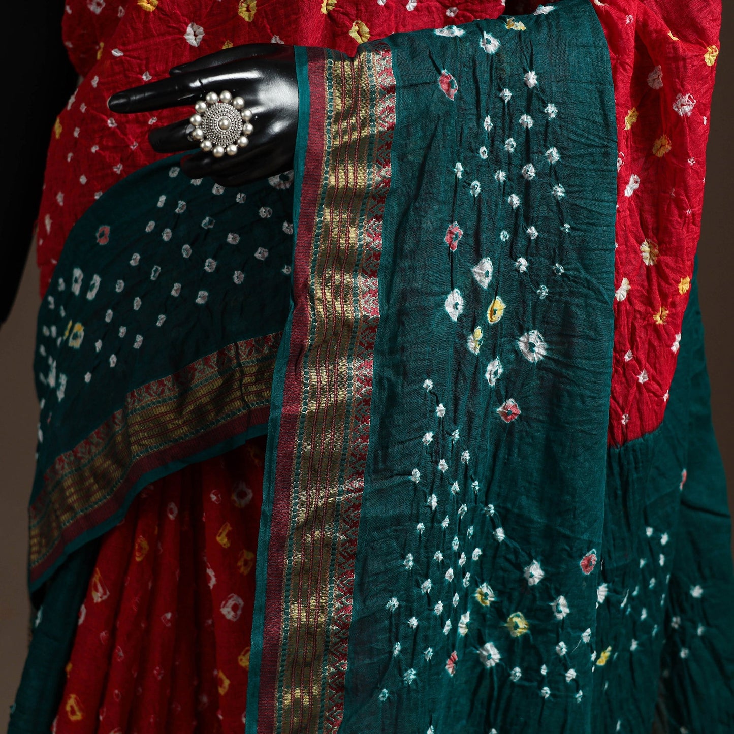 Kutch tie-dye cotton bandhani saree with blouse piece 45
