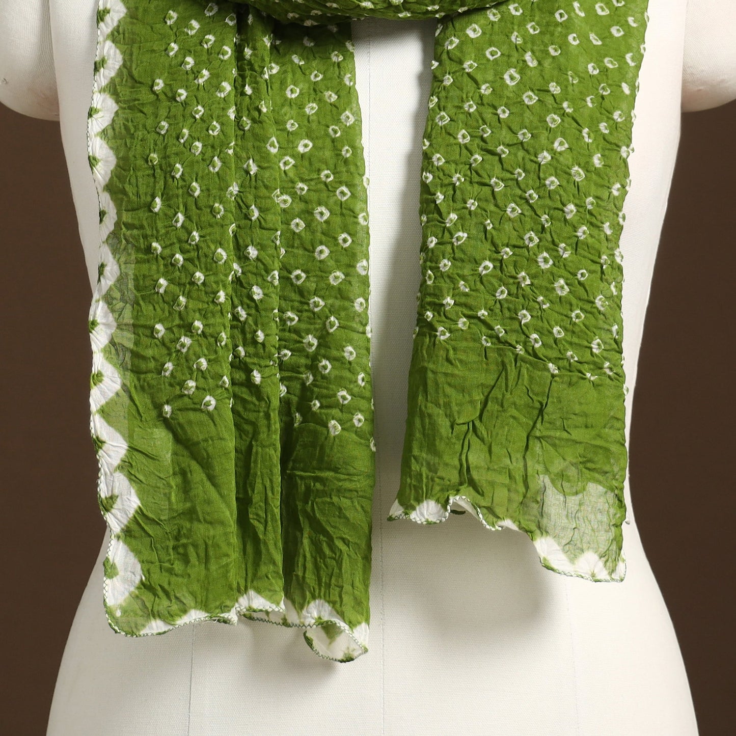 Green Kutch Tie-Dye Cotton Bandhani Stole
