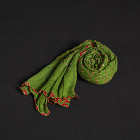 Green Kutch Tie-Dye Cotton Bandhani Stole