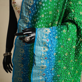 Green - kutch tie-dye dupion silk zari work banarasi