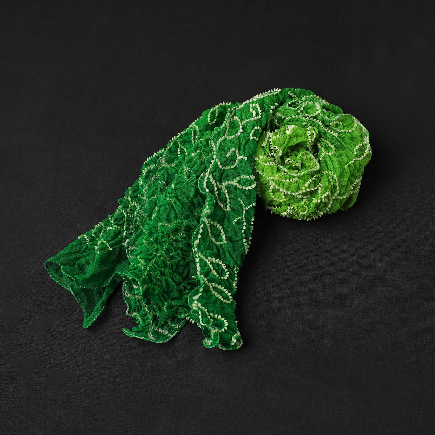 Green - kutch tie & dye georgette bandhani stole 09