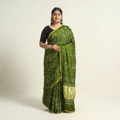 Green Kutch Tie-Dye Bandhani Saree 