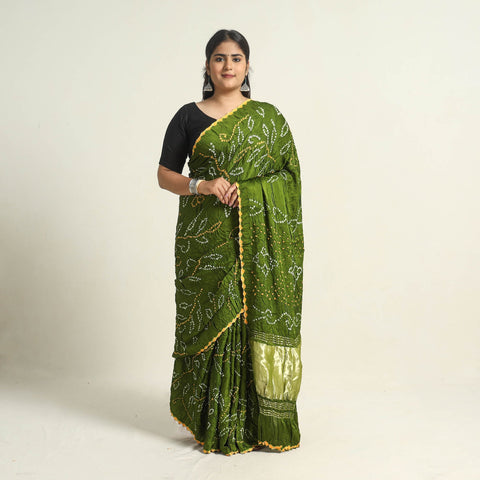 Green Kutch Tie-Dye Bandhani Saree 