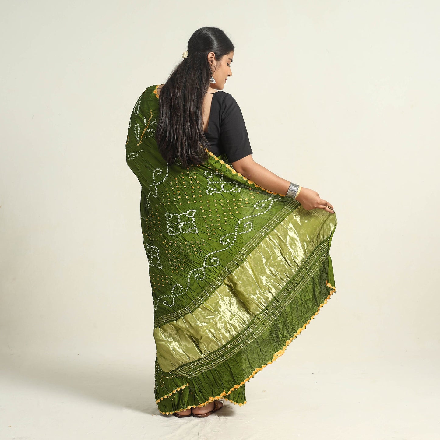 Green Kutch Tie-Dye Bandhani Saree 